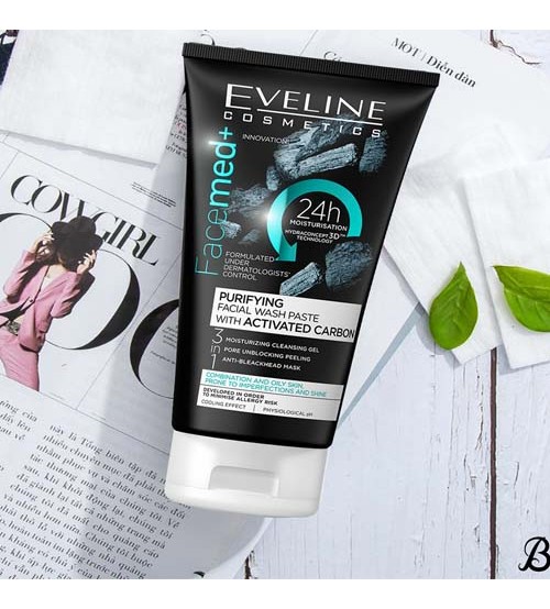 Eveline Facemed+Purifying 3-In-1 Facial Wash Paste With Activated Carbon 150ml